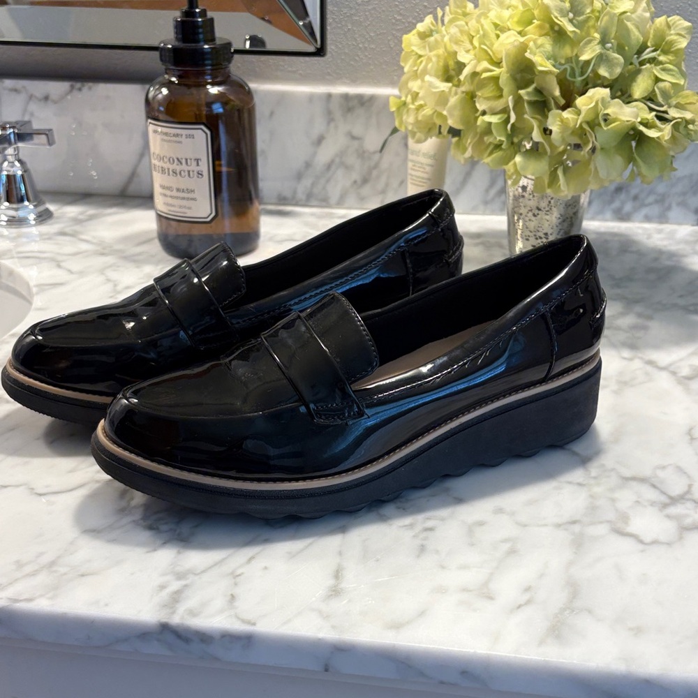 Clarks Black Patent Leather Women's Loafers